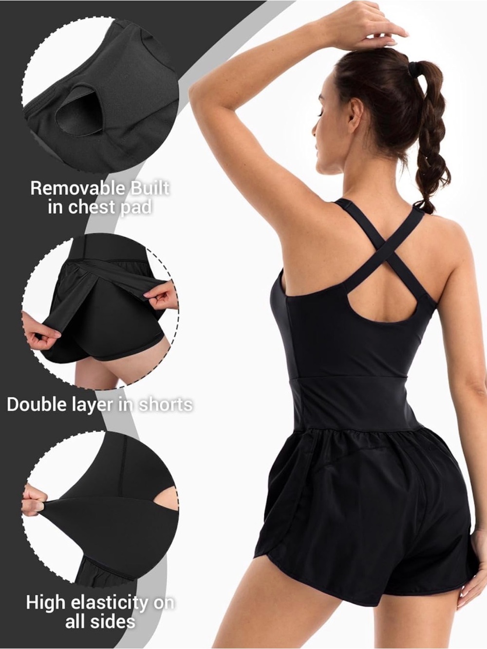 Wenlia Romper Brown Wenlia Workout Romper Onesie with Padded Bra Size Small - Picture 10 of 11